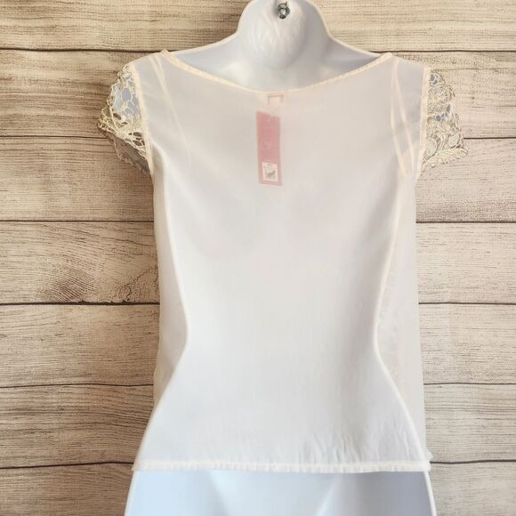 Candie's Crochet Floral Sheer Cropped  Y2K Fairy Cottagecore Blouse - Picture 7 of 11